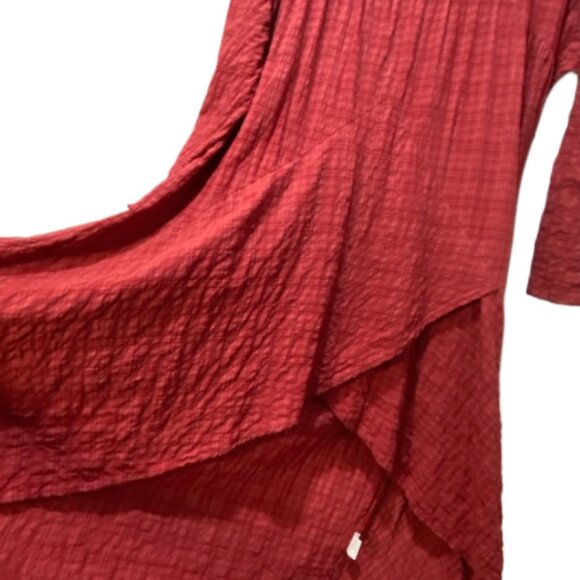 Plaid Crinkle Women's 4XL Asymmetrical Cut Tulip Hem Dress Rayon Linen Lagenlook - Picture 3 of 6